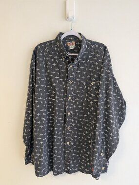 BarnFly Authentic Design Men's Barb Wire Print Button Up Shirt